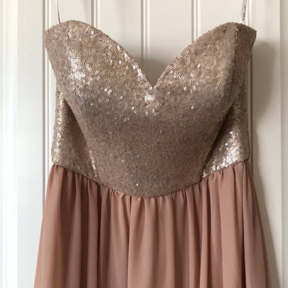 Bari Jay Bridesmaid Dress, Size 10, Rose Gold/Blush/Chanpagne - Picture 3 of 8